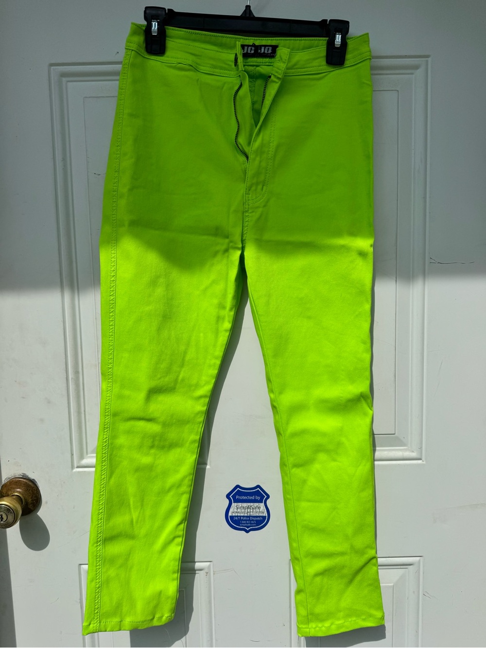 Neon Green Women’s Stretch Denim Leggings—Petite Ankle Length